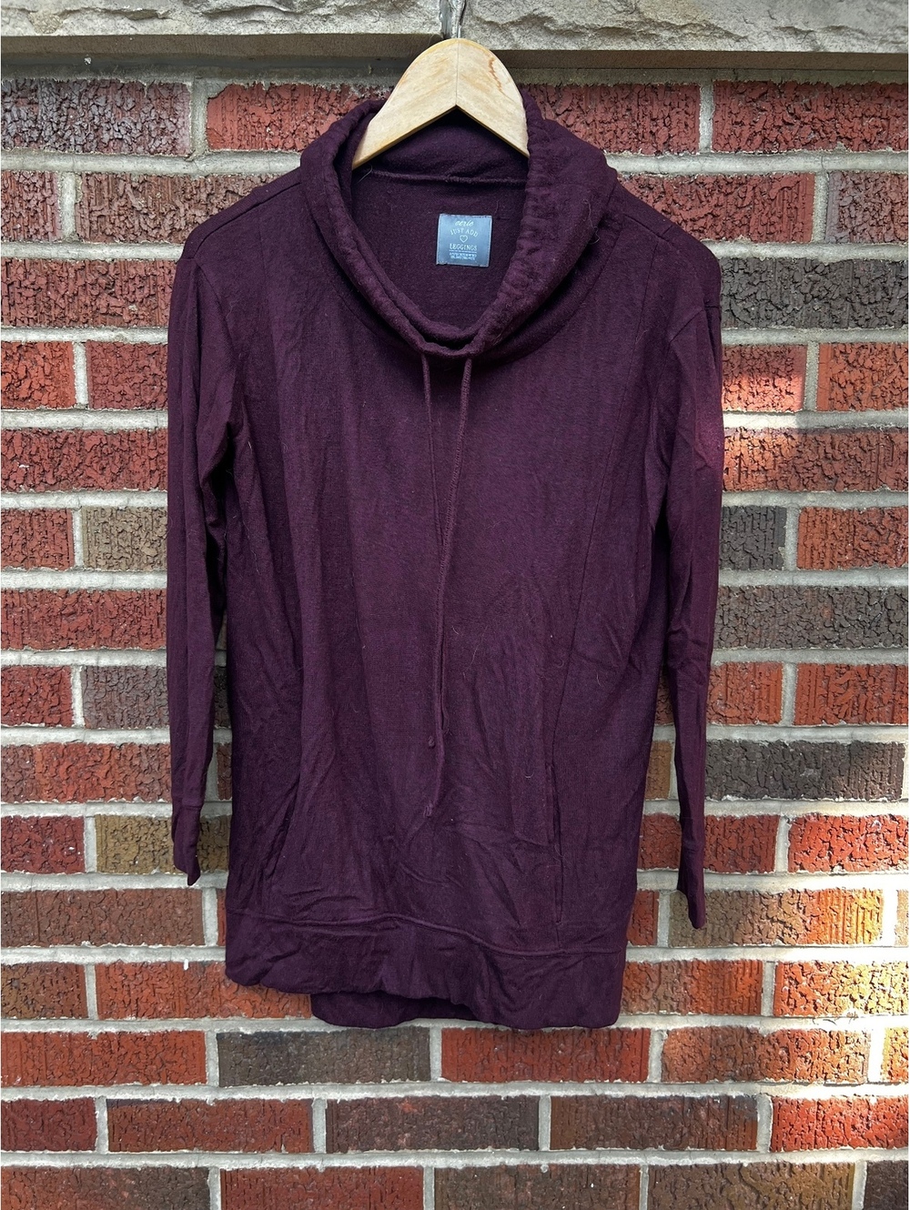 Aerie Burgundy Marled Cowl Neck Long Sleeve Sweatshirt Top